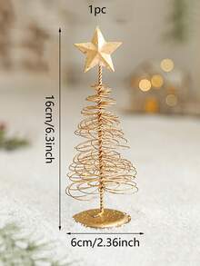 1 pieza Juego de árbol de Navidad metálico mini, esculturas de sobremesa con forma de estrella de 7 pulgadas, decoración festiva navideña para sala de estar, dormitorio, chimenea, para regalos de Navidad, Acción de Gracias, Año Nuevo - Multicolor - Ver 7