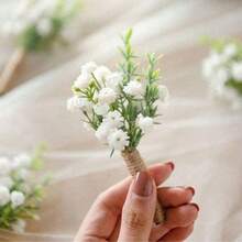 Boutonniere With Pins For Men, Groomsmen Guest Boutonniere, Artificial Flowers For Wedding Decor/Prom/Homecoming,Etc.Rose Boutonnieres For Men Wedding For Groom Groomsmen Wedding Ceremonies Anniversaries Formal Dinners Parties Proms,Home Wedding Boho Decor