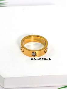 2 件/套 18K 镀金 316L 不锈钢四叶草手链和戒指首饰套装，适合女性日常佩戴，经典欧美花卉设计，镶嵌方晶锆石，大方奢华的休闲金饰，婚礼首饰套装，送给女孩、女士、母亲、亲戚、朋友的礼物，美丽的婚礼、生日、母亲节、女朋友、情人节 - 金色 - 查看 4