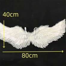 6 件天使翅膀和光环头带，带魔杖天使角色扮演女孩万圣节服装派对用品，黑白