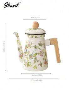 shoxil 1pc Enamel Coffee Pot, Floral Pattern Pour-Over Kettle, 1.2L Large Capacity Coffee Pot, Handle Pot Coffee Pot Narrow Mouth Oil Pot Boiling Pot, Home Boiling Pot, Tea Pot,Suitable For Electric Stove Gas Brewing Coffee Or Tea, - Enamel Pot Collection - View 14