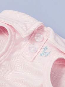 PETSIN 單色短袖寵物polo衫，適用於春夏季節，並綉有刺繡 - 淺粉色 - 查看 3