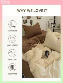 3pcs Light Yellow & Beige Bedding Set, Includes 1 Duvet Cover & 2 Pillowcases, Soft & Comfortable Home Textile, Available In Multiple Colors, Suitable For Dorm Rooms, Simple & Fashionable Home Decor, Soft & Cozy Bedding Set, Machine Washable Without Filling, Back To School Bedding - Light Yellow - View 6