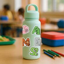 52pcs Animal & Alphabet Graffiti Stickers, Decorative Stationery, Personalized Water Bottle, DIY Letter Spelling Stickers