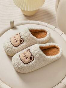 Lindas y cálidas pantuflas de felpa antideslizantes para adolescentes, niños y niñas, pantuflas para interiores, otoño/invierno