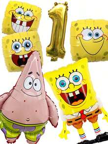 SPONGEBOB Spongebob SquarePants Themed Party! 0-9 Birthday Numbers, Customize Your Exclusive Birthday Or Anniversary, Decoration, Christmas, Valentine's Day, Carnival, Easter And Other Theme Festival On-Site Decoration Home Decor Christmas Decorations Room Decor