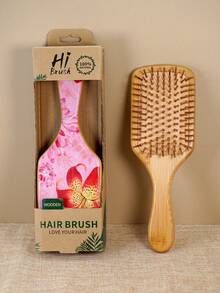 1 pièce Peigne à coussin d'air carré grand personnalisé avec fleur de lys, brosse à cheveux en bambou avec manche, peigne en bambou naturel, convient pour les femmes et les hommes, peigne démêlant portable pour masser le cuir chevelu, cheveux fins/bouclés/secs, cadeau pour la fête des mères, cadeau pour amie, cadeau pour grand-mère, cadeau pour demoiselle d'honneur, cadeau pour maman, cadeau pour la famille, brosse à cheveux, soins capillaires de salon, cadeaux d'Halloween, cadeaux de Noël - Multicolore - Voir 2