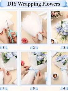 20 张优质双面鲜花包装纸 - 防水耐用的红色和黑色设计 - 非常适合时尚礼品包装、DIY 工艺品、婚礼和任何场合装饰 - 包括薄纸和花店花束用品 - 白色 - 查看 7