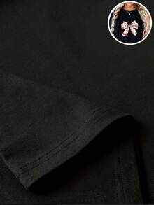 1pc blusas de mujer blusas bonitas para mujeres conjuntos para mujer blusas de mujer en oferta  Imagen de Lazo Corazón T shirt algodón 180g blanco y negro patrón estampado de corazón impresión de alta calidad en algodón cuello redondo corte básico holgado hombres y mujeres transpirable versátil lavable a máquina cómodo talla S ~ 3XL diario casual deportivo imprescindible para el verano - Negro - Ver 6