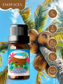 EMBRACEX. 10 مل زيت جوز الهند، زيت أساسي جوز الهند، عطر جوز الهند، صناعة شموع شمع جوز الهند، منعش هواء السيارة للسيدات في الصيف، موزع زيوت أساسية من الخيزران، هدية ديكور منزلي جديدة من موزع الزيوت الأساسية من الخيزران - جوزة الهند - مشاهدة 2