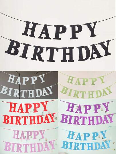 1套（2件）银色和金色闪光生日快乐彩旗横幅