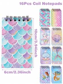 8/16 piezas de Cuadernos de espiral con tema de sirena brillante, mini blocs de notas con espiral, cuadernos portátiles, recuerdos de fiesta con tema de sirena, regalos de fiesta de cumpleaños, regalos de despedida de soltera, suministros de fiesta con tema submarino/oceánico, decoraciones de fiesta de cumpleaños con tema de sirena, decoración de baby shower, suministros de fiesta de revelación de género, adecuado para el hogar, la oficina, las listas de compras, los registros diarios, las decoraciones navideñas, la decoración de sirena - sirena - Ver 5