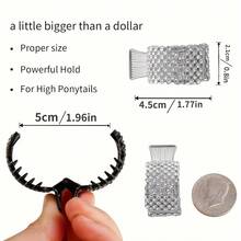 1.77 "Small Barrettes, Suitable For High Ponytail, Crystal Shark Barrettes For Women, Suitable For Thick Long Hair (3 One Pack)