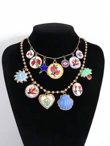 Bộ 4 khuyên tai hình cây cọ và hoa bằng nhựa, khuyên tai và vòng cổ hình hoa cổ điển Bohemian, vòng cổ mặt dây chuyền bằng nhựa nhiều màu, phù hợp cho trang phục hàng ngày, kỳ nghỉ, tiệc tối, trang sức thanh lịch của phụ nữ (Vị trí mặt dây chuyền ngẫu nhiên) - nhiều màu - Xem 10