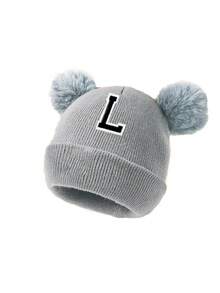 1 buah Topi Rajut Huruf Bayi, Lembut, Hangat dan Nyaman, Cocok untuk Anak Laki-laki dan Perempuan untuk Aktivitas Luar Ruangan di Musim Gugur dan Musim Dingin - Grey - View 6