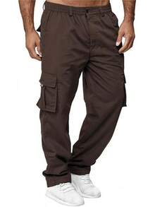 AIFARLD Men's Cargo Pants With Pockets Cotton Hiking Sweatpants Casual Athletic Jogger Sports Outdoor Trousers Relaxed Fit - Coffee - 查看 1