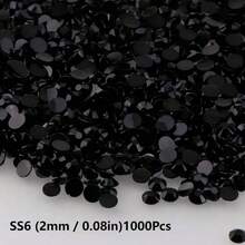 0.2厘米/0.3厘米/0.4厘米/0.5厘米 1000颗平底钻石水钻，水晶树脂钻石，DIY工艺材料，适用于杯子、玩具、鞋子、衣服装饰 - 黑色 - 查看 9
