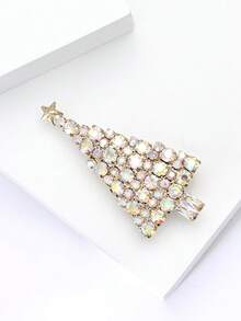 1 chiếc trâm cài áo hình cây thông Noel pha lê thời trang, thích hợp để đeo vào dịp Giáng sinh - Trắng 4744 - Xem 3