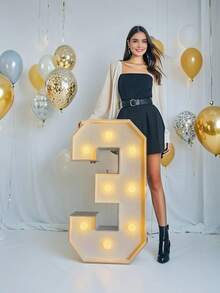 1pc 73/91cm Illuminated Number Light Box Frame, KT Board 0-9 Mosaic Number Light Box For Party Birthday Anniversary Decor, Large Mosaic Number, Number Frame, Number Blocks, Party Background Decor - 8/10pcs Warm Light