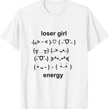 Loser Girl Energy Kawaii Kaomoji Y2K Scene Kid T-Shirt - 白色 - 查看 1