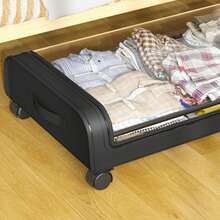 2pcs Under Bed Storage Containers Rolling Under Bed Drawer With Clear Window - Black - View 2