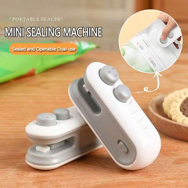 SOKANY Mini Snack Bag Sealing Machine, Food Storage Sealing Machine, Portable Sealing Machine.Cut And Seal 2 In 1, With A Chip Cutter.USB Rechargeable Sealing Machine, Two Functions, Dual-Purpose Bag Sealing/Bag Opening, With Magnetic Suction At The Bottom, Can Be Used As Refrigerator Stickers, Suitable For Household Hot Fans, Sealing Machines, And Thermal Vacuum Sealing Machines.