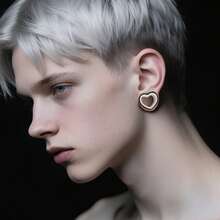 2pcs Stainless Steel Dual-Tone Heart Shaped Ear Gauges, Suitable For Various Ear Types, Ear Piercing Jewelry, Earrings, New Low Allergy Accessories, Gift For Women - Heart - View 4