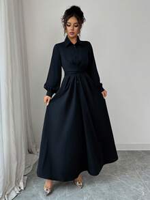 LilyHouse Women's Long Style Dress Temperament Elegant A Line Waist Button Up Office Dress Winter Clothes For Women, Fit For Daiy Casual, Wedding, Holiday Party , Elegant Dresses For Party, Graduation Dress, Elegant Dresses For Women