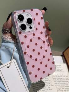 Carcasă de telefon simplă cu buline, magnetică moale, cu încărcare wireless, compatibilă cu 17ProMax 17Pro 17Air 17 16 15 14 13 12 11 Pro Max, culoare bomboane, protecție antișoc, tip bara de protecție