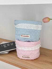 1 chiếc giỏ đựng đồ để bàn thanh lịch, giỏ đựng đồ tròn không nắp, giỏ đựng mỹ phẩm trang trí viền ren, giỏ hình trái tim, giỏ đựng đồ trang điểm kiểu dáng tươi mới, hộp đựng đồ nhỏ để bàn. - Nhiều màu - Xem 8