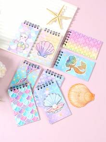 8/16 piezas de Cuadernos de espiral con tema de sirena brillante, mini blocs de notas con espiral, cuadernos portátiles, recuerdos de fiesta con tema de sirena, regalos de fiesta de cumpleaños, regalos de despedida de soltera, suministros de fiesta con tema submarino/oceánico, decoraciones de fiesta de cumpleaños con tema de sirena, decoración de baby shower, suministros de fiesta de revelación de género, adecuado para el hogar, la oficina, las listas de compras, los registros diarios, las decoraciones navideñas, la decoración de sirena - sirena - Ver 8