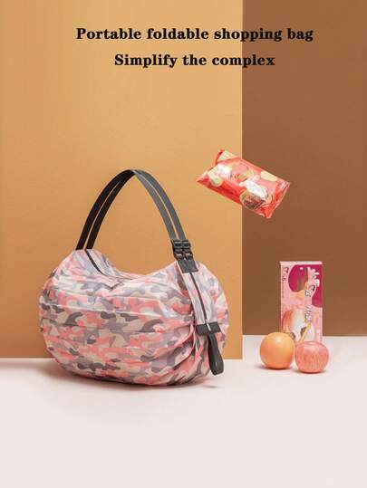 Foldable Travel Shoulder Tote Bag, Large Capacity Nylon Shopping Bag, Lightweight & Durable, Suitable For Daily Use, Sports, Picnic, Beach, Camping And Storage - Foldable Design For Women And Men, Picnic Essential, Graphic Print Handbag, Foldable Design