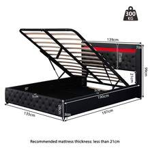 Upholstered Functional Bed - 135x190cm, Storage Space, Slatted Frame, PU (White/Black) - Black - View 8