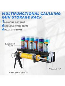 Soporte para pistola de calafateo - Base horizontal organizador de sellador con estantes prácticos, montado en la pared para el garaje y el espacio de trabajo