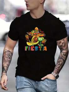 Camiseta estampada de moda y versátil - Negro - Ver 1