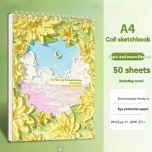 1pc 50 Sheets/Book A4 Oil Painting Style Sketchbook, Blank Drawing Paper For Art Students, Sketch Pad For Painting, Drawing, Doodling