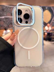 奢华渐变激光磁吸无线充电腕带手机壳适用于 16 15 14 13 12 Pro Max Plus 镜头支架软后盖 - 白色 - 查看 3