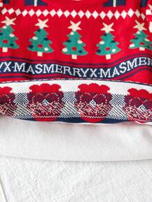 Kids' Cute Santa Claus & Christmas Tree Pattern Long Sleeve Sweater, Christmas Gift, Crew Neck Pullover Suitable For Christmas Party, Daily Wear, Spring, Autumn, Winter - Red - View 7