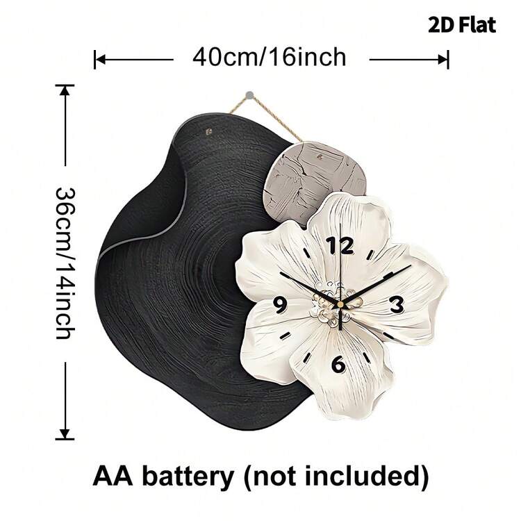 2D 平面，1 件现代简约花卉创意艺术时钟静音装饰挂钟，超静音石英机芯，无滴答声，适用于卧室装饰、餐厅客厅办公室沙发背景墙装饰、家居装饰 - 彩色 - 查看 15
