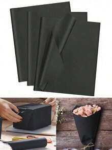 200/100/50 Sheets 20"X14" Black Tissue Paper Bulk For Gift Bags Wrapping Paper For DIY Crafts Birthday Halloween Festival Holidays Decorative