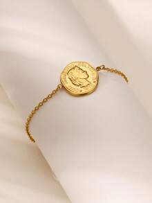 1PC Vintage Ancient Greek Arethusa Goddess Coin Pendant Necklaces For Women Men 18K Gold Plated Stainless Steel Adjustable Chain Necklace Goddess Worship Celebrity Medal Reversible Keepsake Fashion Jewelry Accessories