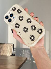 Edgy Black Daisy Handyhülle, minimalistisches Blumendesign,  leuchtende Blumen, Modeaccessoire, kompatibel mit iPhone 16promax/16pro/16plus/16/15promax/15pro/15plus/15/14promax/14pro/14plus/14/13promax/13pro/13/12promax/12pro/12/11promax/11pro/11/X/XSmax
