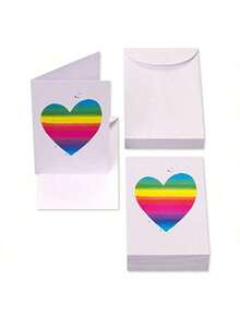 Blank Cards With Envelopes Rainbow Heart Stationery 48Count