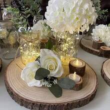 6pcs,Retro Wood-Like Tea Candlestick - Realistic Wood Grain Design, Suitable For Weddings, Birthdays, Christmas, Thanksgiving And Home Decoration. Durable Tabletop Ornament, Anti-Wood Style Candlestick, And Festive Center Decoration