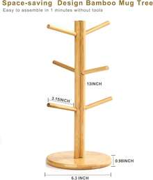 Mug Tree Counter, 6 Hooks Detachable Coffee Mug Holder, Decorative Mug Racks Coffee Bar Organizer - 1 - Xem 7