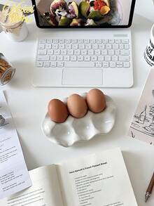 <Smart Space, Stable Eggs>，1 件手工制作的 6 格陶瓷鸡蛋托盘/坚果托盘，奢华风格食物和鸡蛋储存盒，适用于厨房、餐桌、茶几装饰、珠宝收纳、复活节当天，鸡蛋储存托盘 - 彩色 - 查看 7