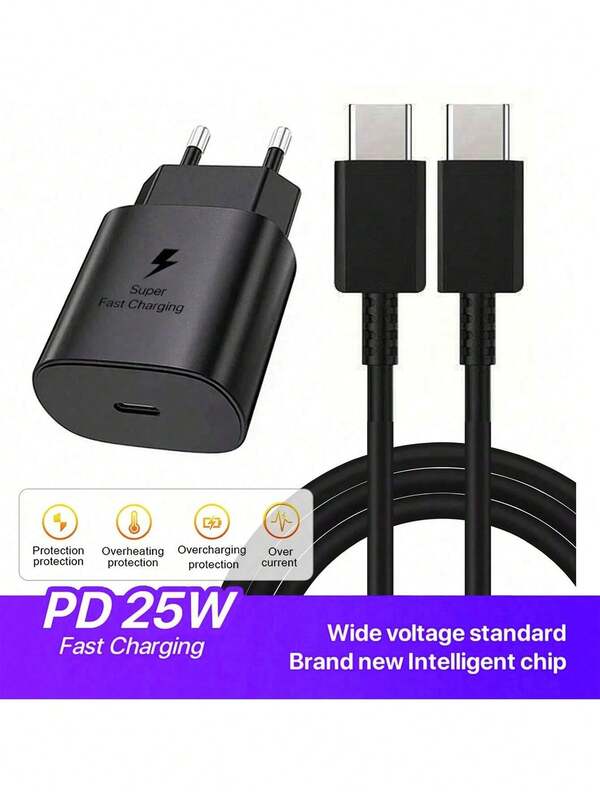 Eu Plug Type C Charger Compatible With Samsung Super Fast Charging With 25W USB C Charger Block Compatible With Samsung Galaxy S24,S23/S22/S21/S20/Plus/Ultra/FE/Note 20/10/Z Fold/Flip/A17 Compatible With IPhone 16/16pro/16proMax/16plus/15/15pro/15plus/15promax,EU Plug Charger
