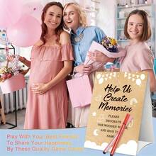 Baby Shower Decorate A Block Game Set Includes Help Us Build Memories Sign 20/30/50Pcs DIY Blank Wooden Block 24 Paint Marker Prize For Wedding Baby Shower Game - 多色-Help Us Create Memories立卡木塊馬克筆遊戲套裝 - 查看 5