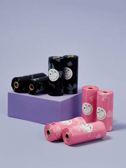 PETSIN 120个加厚宠物粪便袋，独特图案防漏聚乙烯垃圾袋，适合猫狗颜色，多用途清洁袋，节日和圣诞节礼物