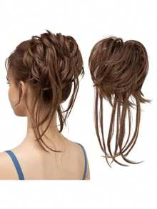Synthetic Messy Chignon Fake Hair Circle Hair Bun Extensions Scrunchy Black Wig Curly Hair With Tail For Women Girl Hairpieces, Hair Accessories